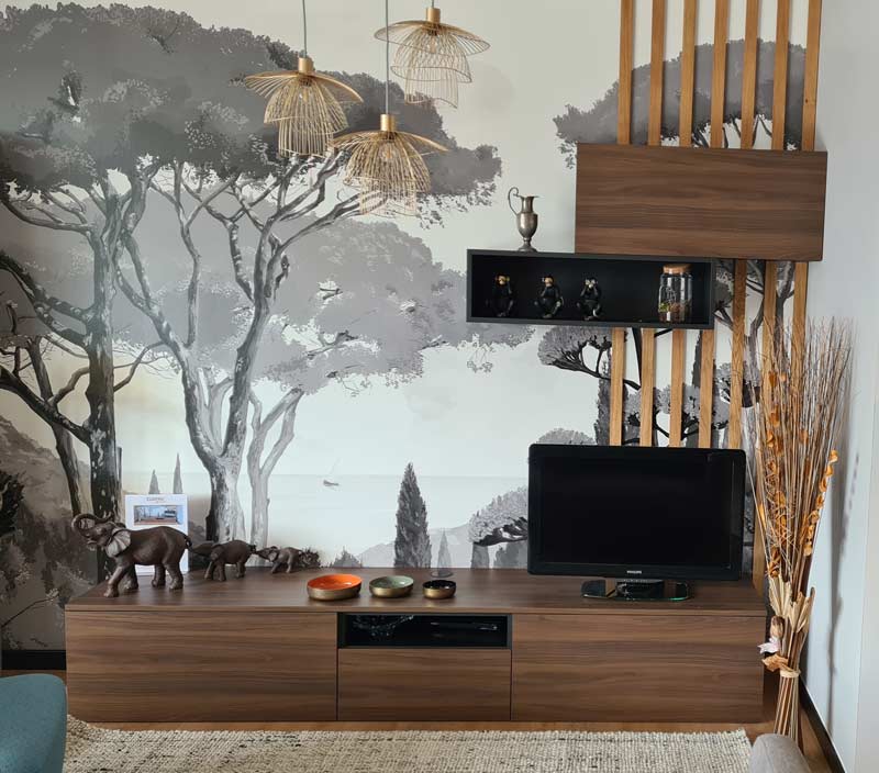 Salon avec toile panoramique Gard